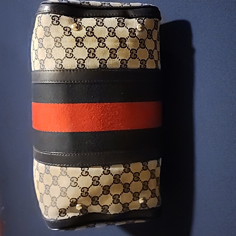 Gucci Blue and Red Stripe Monogram Bag - Picture 3 of 16